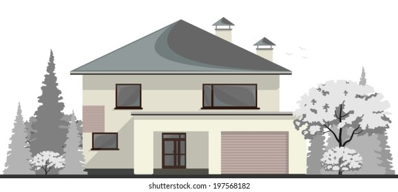 Stylish family home, vector