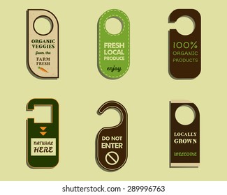Stylish Farm Fresh brand door badge, sticker templates. Organic, eco. Mock up design. Retro colors. Best for natural shop, organic fairs, eco markets and local companies. Vector illustration