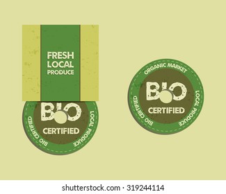 Stylish Farm Fresh CD and DVD disc templates with box, ecology logo. Organic, eco, bio. Mock up design. Retro colors. Best for natural shop, organic fairs, eco markets and local companies. Vector.