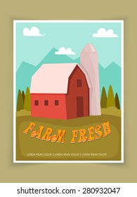 Stylish Farm Fresh flyer, template or brochure design with nature view.