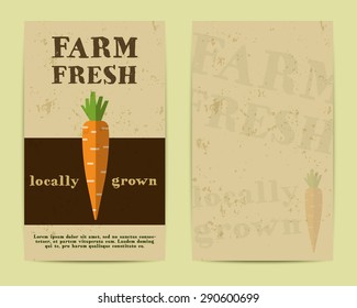 Stylish Farm Fresh flyer, template or brochure design with carrot. Mock up design with shadow. Best for natural shop, organic fairs, eco markets and local companies. Vector illustration