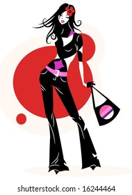 Stylish fashion girl with shopping bag