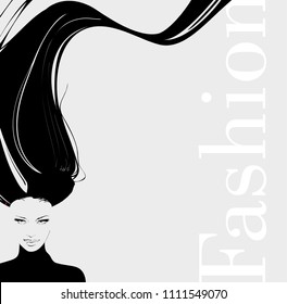 Stylish fashion model. Pretty young girl. Fashion girl Sketch
