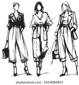 Stylische Modelle. Fashion Girls Sketch