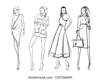 Fashion Figure Ten Heads Design Template Stock Vector (Royalty Free ...