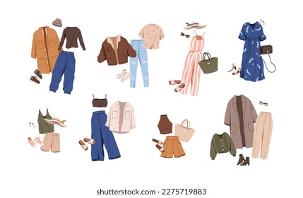 People in old fashion clothing vector illustration set. Cartoon young fashionable  female and male characters standing in row, wearing hippie disco boho old  fashioned clothes costumes isolated on white Stock Vector Image