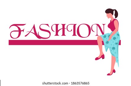 Stylish fashion theme poster background design featuring a woman wearing a red top and blue floral skirt,women's beauty product background design concept,feminine modern design.