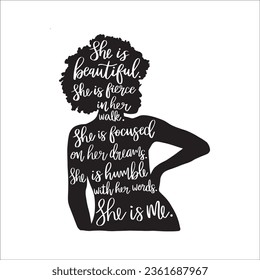 Stylish , fashionable  and awesome Black woman typography art and illustrator