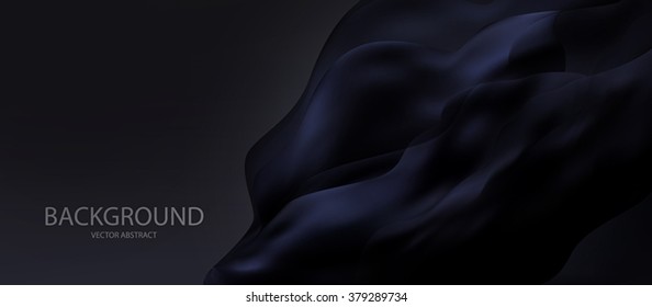 Stylish fashionable black background with a beautiful cloth sculptural forms emerging in the wind