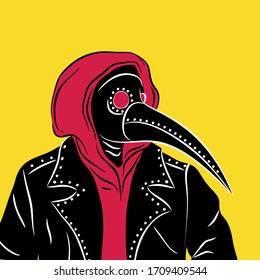 stylish fashionable man in a medieval medical mask of a plague doctor