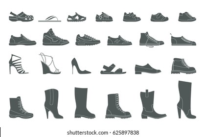 Collection Chaussures Pour Hommes Femmes Et Image Vectorielle De Stock Libre De Droits