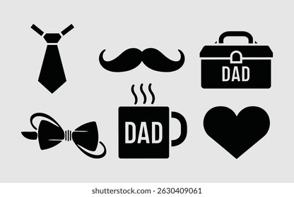 Stylish Father's Day Icons Set for Design
