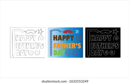 Stylish Father's Day illustration featuring modern motifs, including mustaches, stars, and celebratory text.