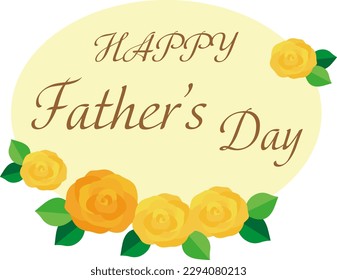 Stylish Father's Day title with yellow roses and an oval yellow frame