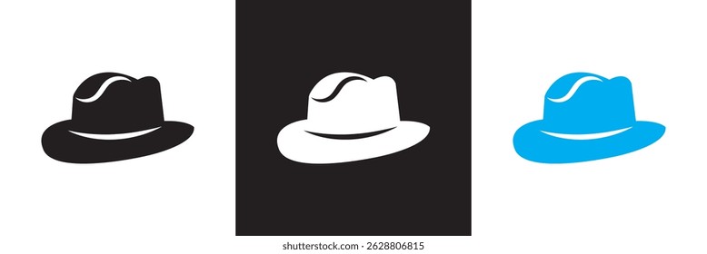 
Stylish  Fedora Hats  icon. Classic Mens Vintage Headwear for Father’s Day icon. Vector illustration. isolated on white and black background. EPS 10