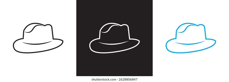 
Stylish  Fedora Hats  icon. Classic Mens Vintage Headwear for Father’s Day icon. Vector illustration. isolated on white and black background. EPS 10