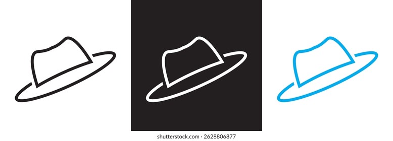 
Stylish  Fedora Hats  icon. Classic Mens Vintage Headwear for Father’s Day icon. Vector illustration. isolated on white and black background. EPS 10
