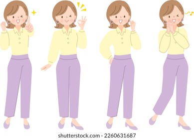 Material de ilustración de conjunto de expresiones femeninas de estilo