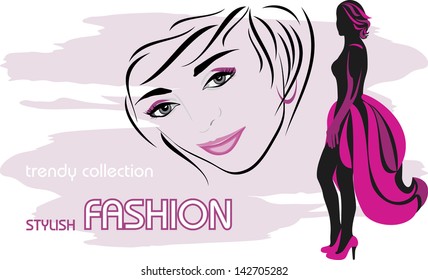 Stylish female fashion. Vector