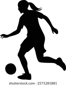 Stylish Female Football Player Silhouette Vector Design