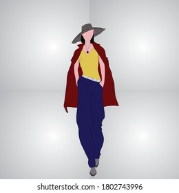 stylish female model vector illustration