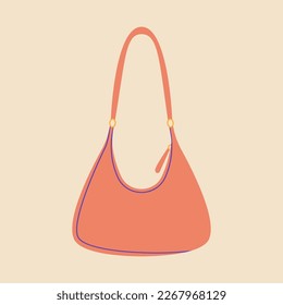 Stilvolle weibliche Handtasche. Cartoon Frau elegante Tote-Tasche, modische lässige Handtasche. Vektorgrafik