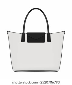 Stylish Female Totebags, White Large Totebag, Bags Design Isolated In White Background, Realistic Fashion Vector