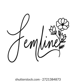 stylisches feminines Skript-Logo mit einer zarten Blume einzeln auf transparentem Hintergrund