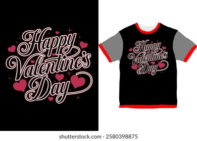 Stylish and Festive Valentine’s Day Apparel with a Colorful, Hand-Drawn Typography and Heart Accents