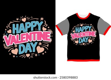 Stylish and Festive Valentine’s Day Apparel with a Colorful, Hand-Drawn Typography and Heart Accents