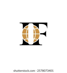Stylish IF or FI Earth Monogram Logo Design