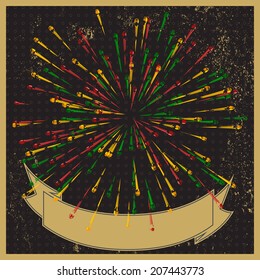 Stylish fireworks retro-style vector background. 
