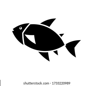stylish fish icon vector isolated on white