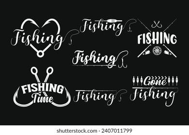 Stylish Fishing Typography Bundle, Creative Fishing Design, Fishing Enthusiast's Tee, Unique Fishing Typography Shirt, Trendy Typography for Anglers, Graphic Tee Design,