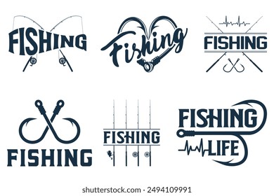 Stylish Fishing Typography Bundle, Creative Fishing Design, Fishing Life, Unique Typography, Fishing Time, Graphic Design, Creative Typography