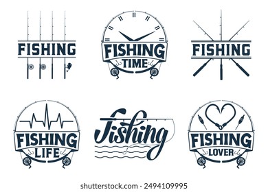 Stylish Fishing Typography Bundle, Creative Fishing Design, Fishing Life, Unique Typography, Fishing Time, Graphic Design, Creative Typography