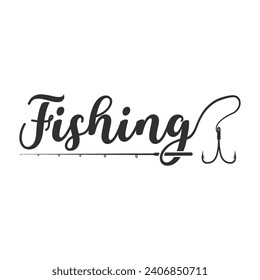 Stylish Fishing Typography, Creative Fishing Design, Fishing Enthusiast's Tee, Unique Fishing Typography Shirt, Trendy Typography for Anglers