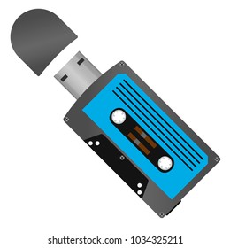 stylish flash drive. Flash card in retro style magnetic film audio cassettes
