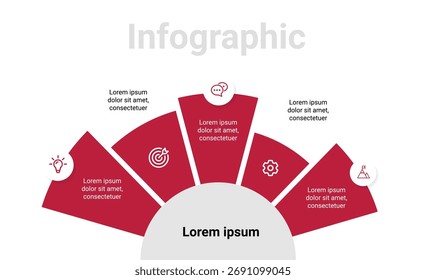Stylish Flat 5-Step Infographic Design for Business Strategy, Project Timeline, and Marketing Presentation with Clean, Professional, and Modern Vector Icons