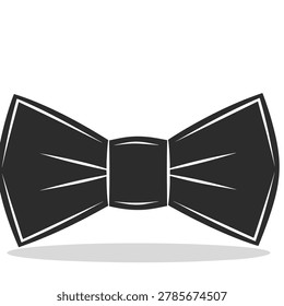 A stylish flat black bow tie graphic element isolated on a plain background for formal attire design concepts