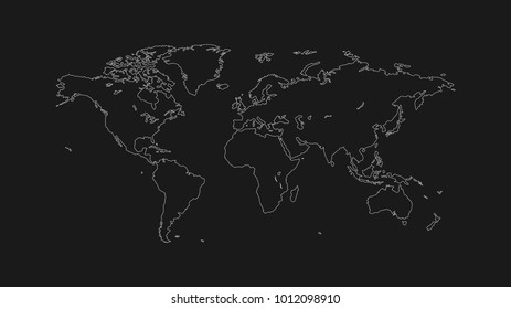 stylish, flat, contour map of the world for interior, design, advertising, screen saver, wallpapers, covers, walls, printing