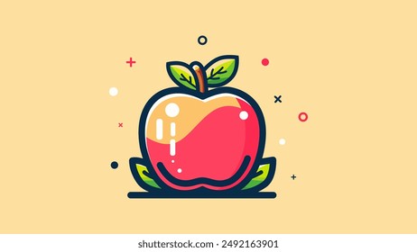 Stylish Flat Design Apple Fruit Illustration. Discover the charm of simplicity with this stylish flat design apple fruit illustration. Perfect for modern, clean-themed projects and designs
