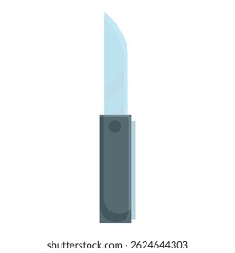 Stylish flat design of a closed folding knife with a gray handle, isolated on white