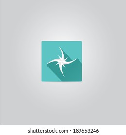 stylish flat design Compass vector Icon with long shadow on stylish turquoise background. navigation and traveling sign. travel icon