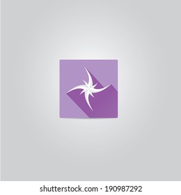 stylish flat design Compass vector Icon with long shadow on stylish violet background. navigation and traveling sign. travel icon