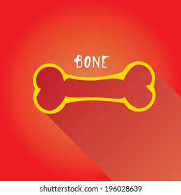 stylish flat design dog bone vector Icon with long shadow on stylish red background. dog food sign. dog bone icon