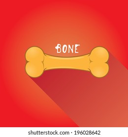 stylish flat design dog bone vector Icon with long shadow on stylish red background. dog food sign. dog bone icon