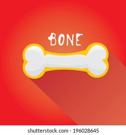 stylish flat design dog bone vector Icon with long shadow on stylish red background. dog food sign. dog bone icon