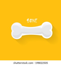 stylish flat design dog bone vector Icon with long shadow on stylish orange background. dog food sign. dog bone icon