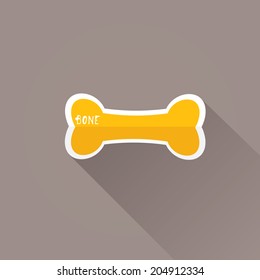 stylish flat design dog bone vector Icon with long shadow on stylish grey background. dog food sign. dog bone icon